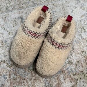 UGG Cream and Red Shearling Slippers